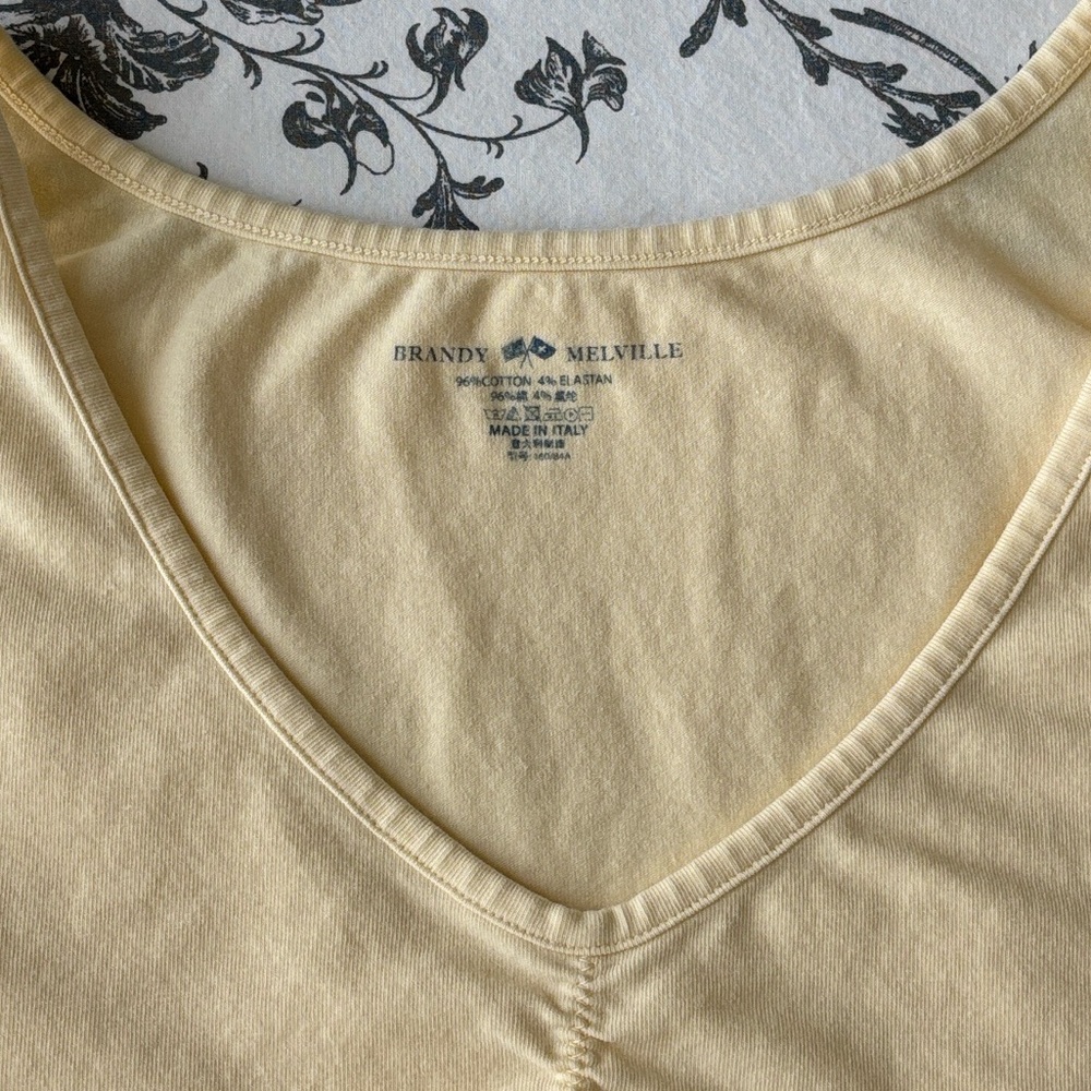 LIKE NEW! Brandy Melville Cinched V-Neck Tank - Picture 4 of 5